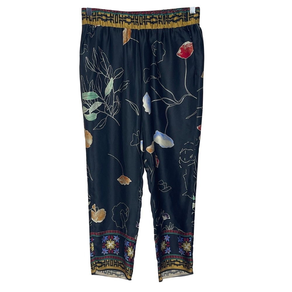 Giada Forte‎ Resort Silk Floral Tapered Pants Black Multi Made in Italy Size 3